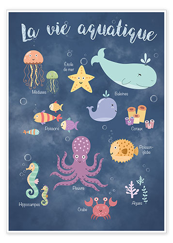 Poster Life underwater - French