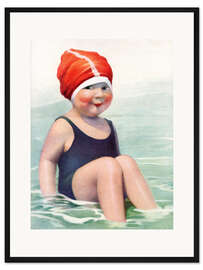Gerahmter Kunstdruck Kind mit Badekappe
