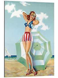 Cuadro de aluminio Patriotic Pinup Girl at Beach