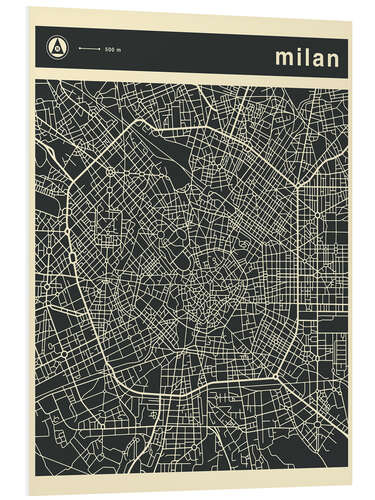 Foam board print MILAN CITY MAP