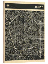 Quadro de madeira MILAN CITY MAP