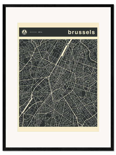 Gerahmter Kunstdruck Brüssel Stadtplan