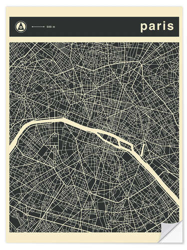 Sticker mural Carte de Paris