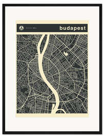 Gerahmter Kunstdruck Budapest Stadtplan