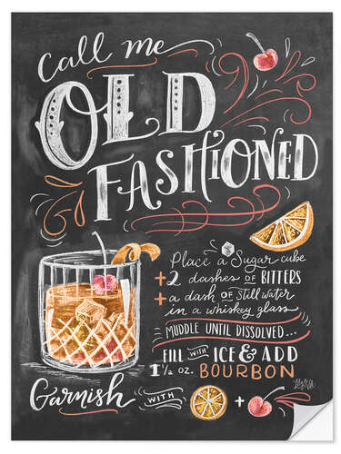 Sticker mural Recette du Old fashioned (anglais)