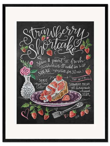 Impression artistique encadrée Recette du Strawberry Shortcake (anglais)