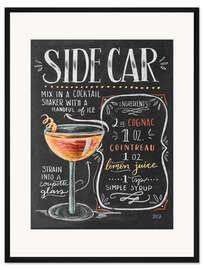 Gerahmter Kunstdruck Sidecar Rezept (Englisch)