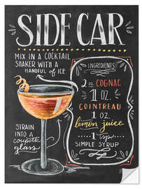 Selvklebende plakat Sidecar cocktail oppskrift (engelsk)