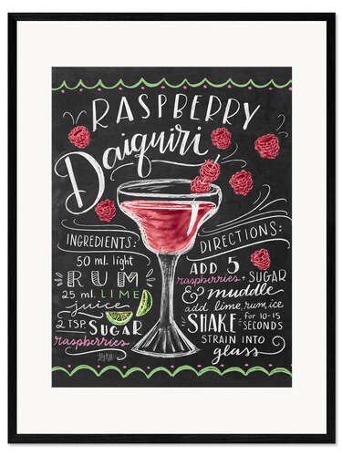 Framed art print Raspberry daiquiri receipe