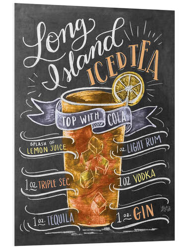 Tableau en PVC Recette du Long Island iced tea (anglais)