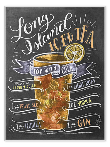 Poster Recette du Long Island iced tea (anglais)