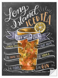 Selvklebende plakat Long Island Iced Tea oppskrift (engelsk)