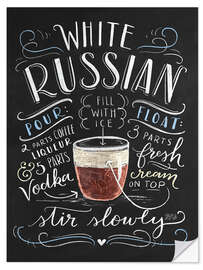 Selvklebende plakat White Russian cocktail oppskrift (engelsk)