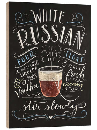 Wood print White Russian recipe