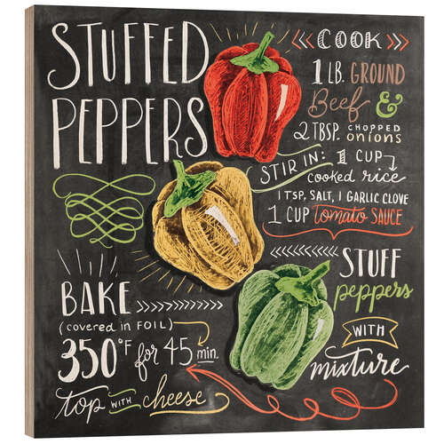 Wood print Stuffed peppers recipe