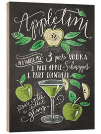 Cuadro de madera Receta de Appletini (inglés)