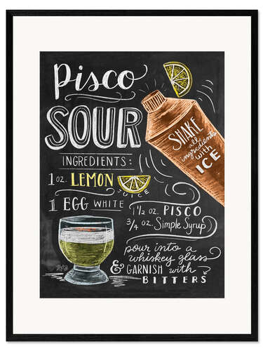 Framed art print Pisco sour recipe