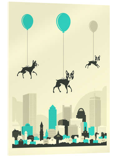 Obraz na szkle akrylowym FLOCK OF BOSTON TERRIERS