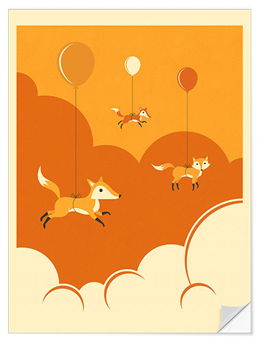 Selvklebende plakat FLOCK OF FOXES