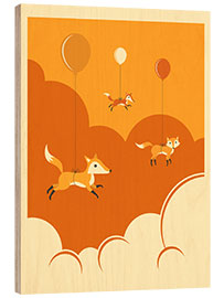 Wood print FLOCK OF FOXES