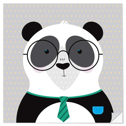 Naklejka na ścianę Panda with Glasses