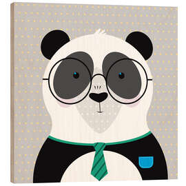 Cuadro de madera Panda with Glasses