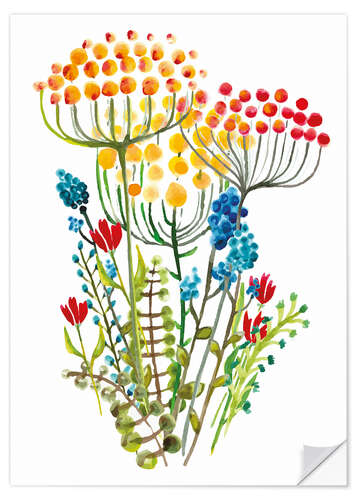 Selvklebende plakat Watercolor Crysanthemum