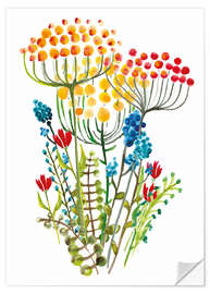 Selvklebende plakat Watercolor Crysanthemum