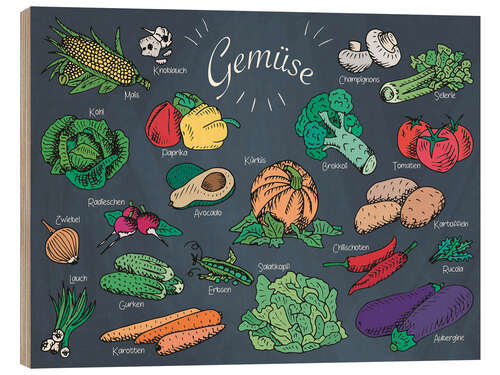 Wood print Vegetables