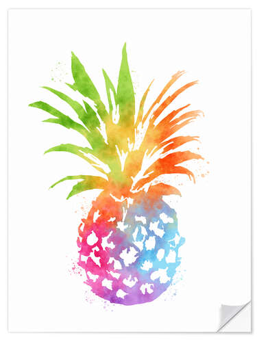 Selvklebende plakat Colorful pineapple