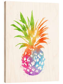 Wood print Colorful pineapple