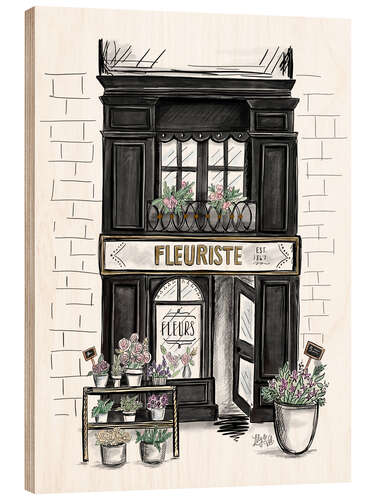 Wood print French Shop Front - Fleuriste