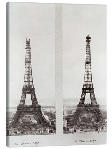 Lerretsbilde Two Views of the Construction of the Eiffel Tower III