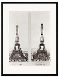 Gerahmter Kunstdruck Zwei Ansichten über den Bau des Eiffelturms III