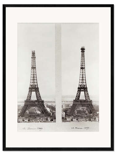 Ingelijste kunstdruk Two Views of the Construction of the Eiffel Tower III