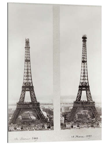 Cuadro de plexi-alu Dos vistas de la construcción de la Torre Eiffel III