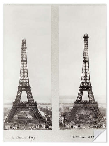 Autocolante decorativo Two Views of the Construction of the Eiffel Tower III