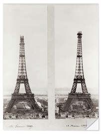 Selvklebende plakat Two Views of the Construction of the Eiffel Tower III