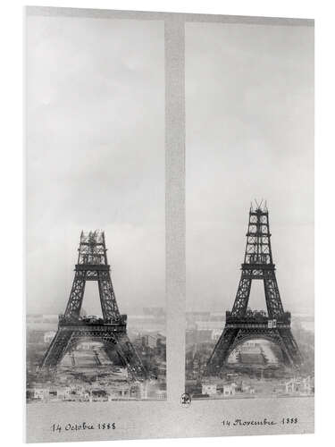 Foam board print Two Views of the Construction of the Eiffel Tower I