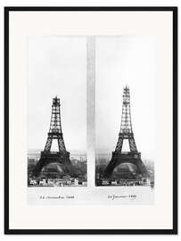 Gerahmter Kunstdruck Zwei Ansichten über den Bau des Eiffelturms II