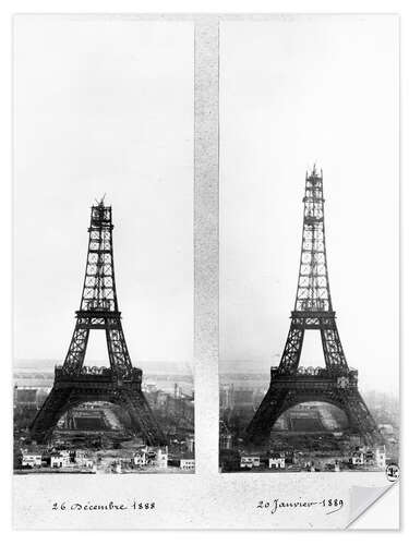 Selvklæbende plakat Two Views of the Construction of the Eiffel Tower II