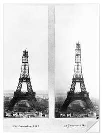 Selvklebende plakat Two Views of the Construction of the Eiffel Tower II