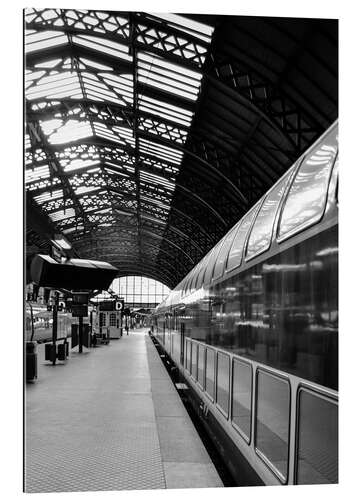 Tableau en plexi-alu Gare en noir et blanc