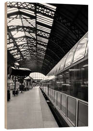 Quadro de madeira Train station in black and white