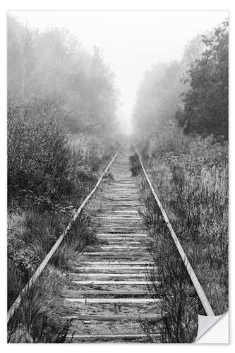 Naklejka na ścianę Railroad in foggy forest