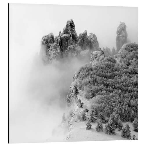 Tableau en aluminium Montagnes dans le brouillard