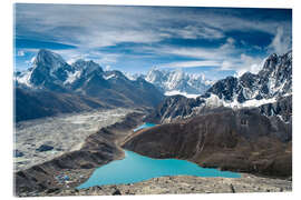 Akrylbilde  Fjell med innsjø i Himalaya, Nepal