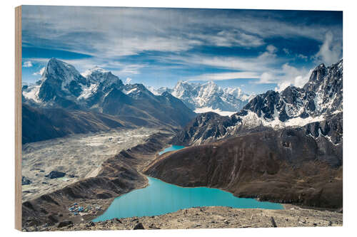 Cuadro de madera Montañas con lago en el Himalaya, Nepal