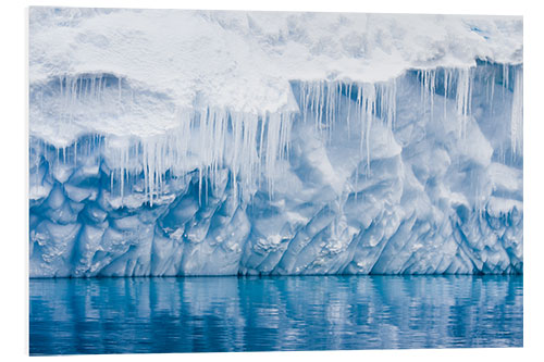 Foam board print Reflection of a glacier with icicles