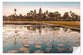 Selvklebende plakat Angkor Wat at sunset